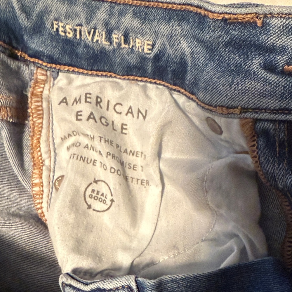 Women's Blue Flare Jeans - Picture 3 of 5